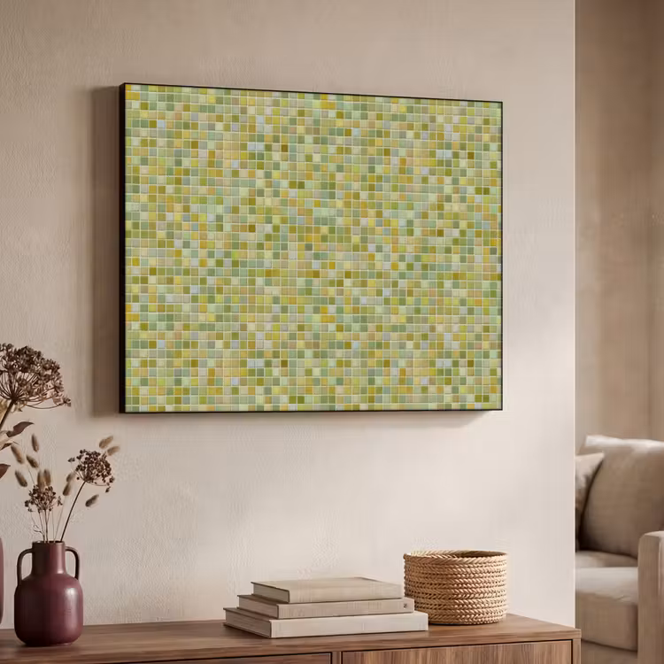 Mozaïek - Patroon - Groen Textielframe zwart klein 947 -sfeer3
