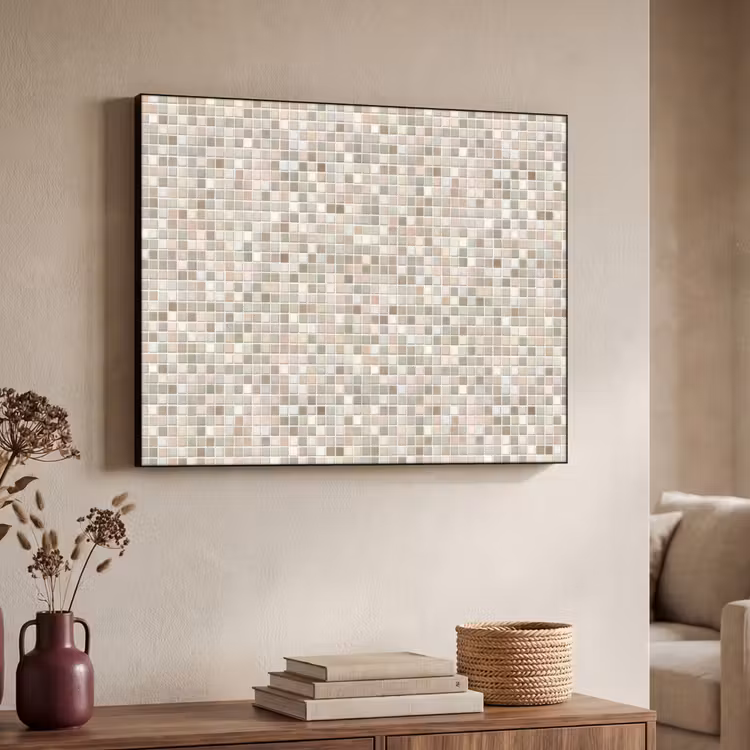 Mozaïek - Patroon- Taupe Textielframe zwart klein 947 -sfeer3