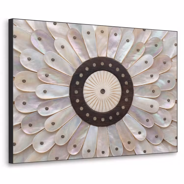 Parelmoer - Patroon - Decoratie - Ambacht - Wit Textielframe zwart klein -3d