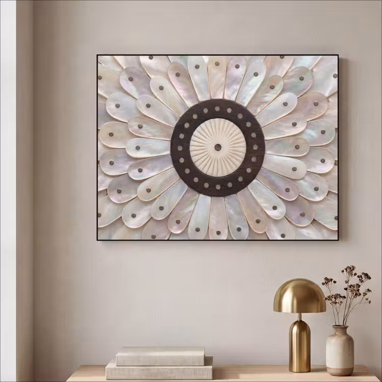 Parelmoer - Patroon - Decoratie - Ambacht - Wit Textielframe zwart klein -sfeer2