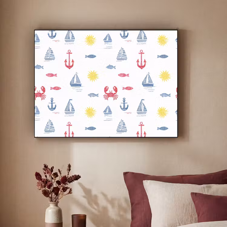 Nautisch - Illustraties - Kleurrijk Textielframe zwart klein 947 -sfeer1