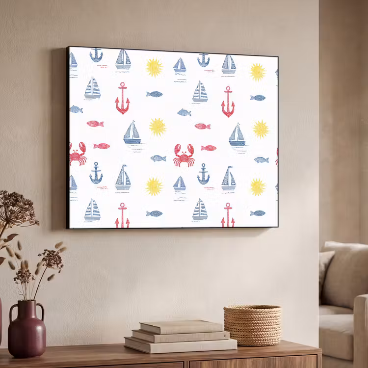 Nautisch - Illustraties - Kleurrijk Textielframe zwart klein 947 -sfeer3