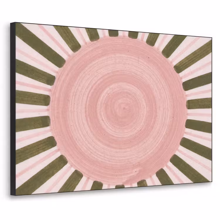 Patroon - Cirkel - Stralen - Abstract - Roze Textielframe zwart klein -3d