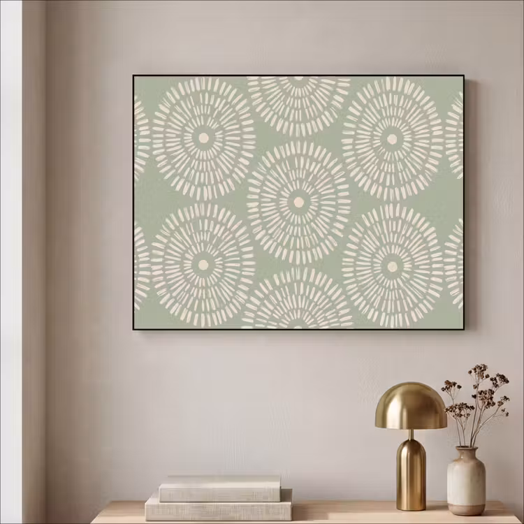 Patroon - Cirkels - Abstract - Modern - Groen Textielframe zwart klein -sfeer2