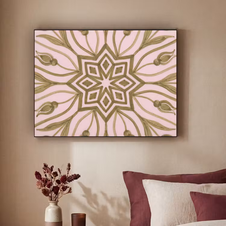 Patroon - Mandala - Decoratie - Abstract - Groen Textielframe zwart klein -sfeer1