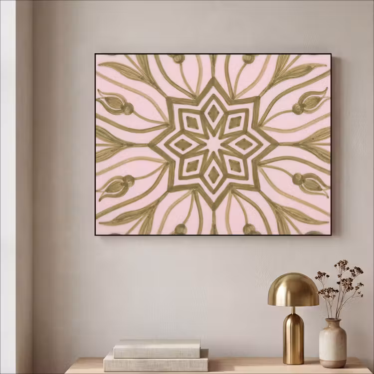 Patroon - Mandala - Decoratie - Abstract - Groen Textielframe zwart klein -sfeer2