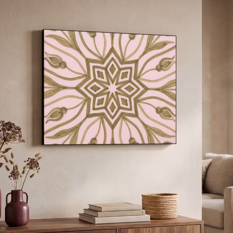 Patroon - Mandala - Decoratie - Abstract - Groen Textielframe zwart klein -sfeer3