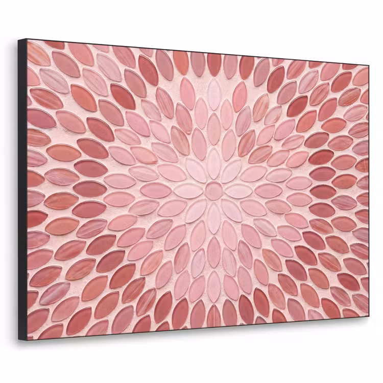 Patroon - Mozaïek - Ovaal - Abstract - Roze Textielframe zwart klein -3d
