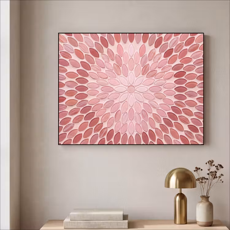 Patroon - Mozaïek - Ovaal - Abstract - Roze Textielframe zwart klein -sfeer2