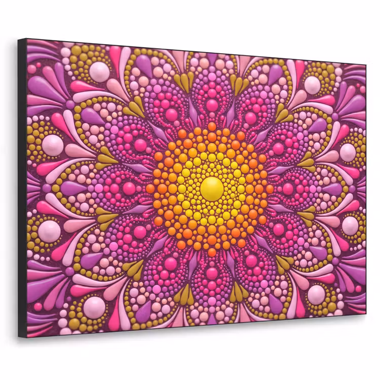 Patroon - Stippen - Abstract - Kleurrijk Textielframe zwart klein -3d