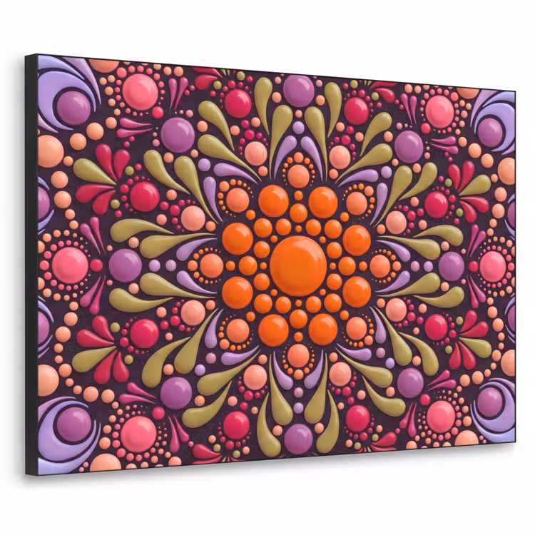 Patroon - Stippen - Abstract - Modern - Kleurrijk Textielframe zwart klein -3d