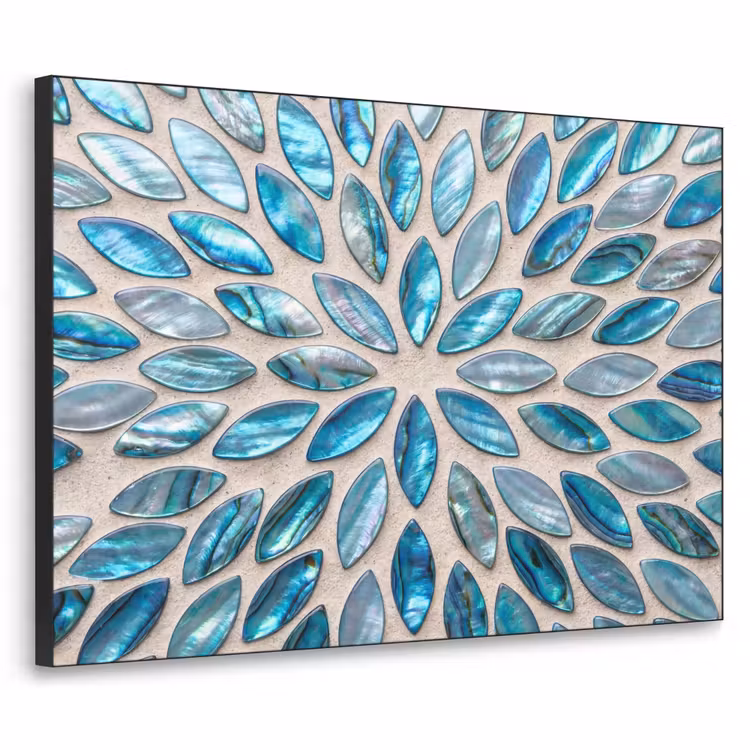 Patroon - Glans - Abstract - Blauw - Decoratie Textielframe zwart klein -3d