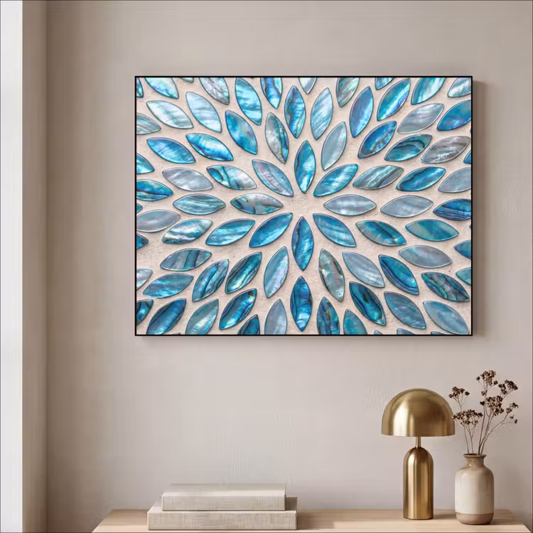 Patroon - Glans - Abstract - Blauw - Decoratie Textielframe zwart klein -sfeer2