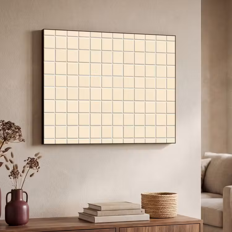Patroon - Tegels - Gebroken - Wit Textielframe zwart klein 947 -sfeer3