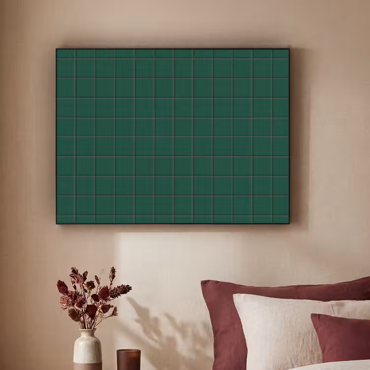 Patroon - Tegels - Dennen - Groen Textielframe zwart klein 947 -sfeer1