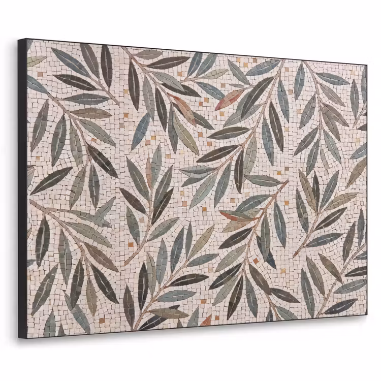 Plant - Blad - Mozaïek - Groen Textielframe zwart klein -3d