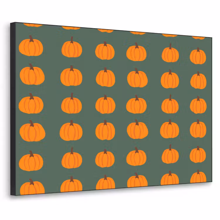 Pompoen - Patroon - Oranje Textielframe zwart klein 947 -3d