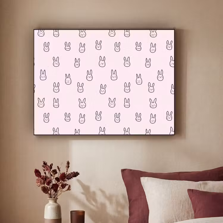 Konijnen - Minimalistisch - Roze Textielframe zwart klein 947 -sfeer1