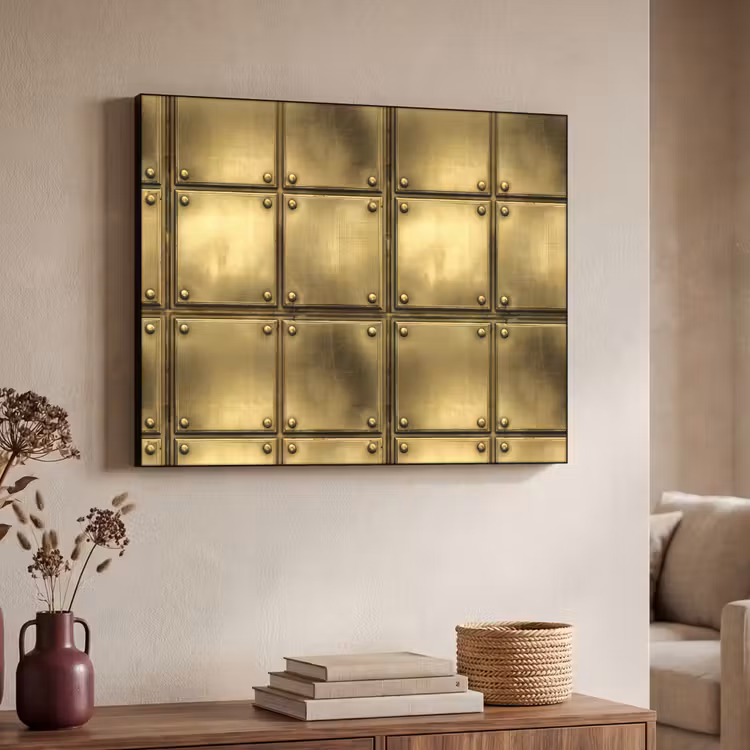 Platen - Industrieel - Stoer - Goud Textielframe zwart klein 947 -sfeer3