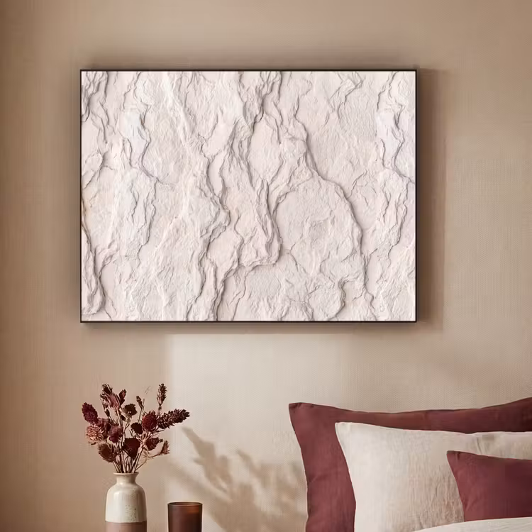 Rots - Structuur - Natuur - Beige - Abstract Textielframe zwart klein -sfeer1