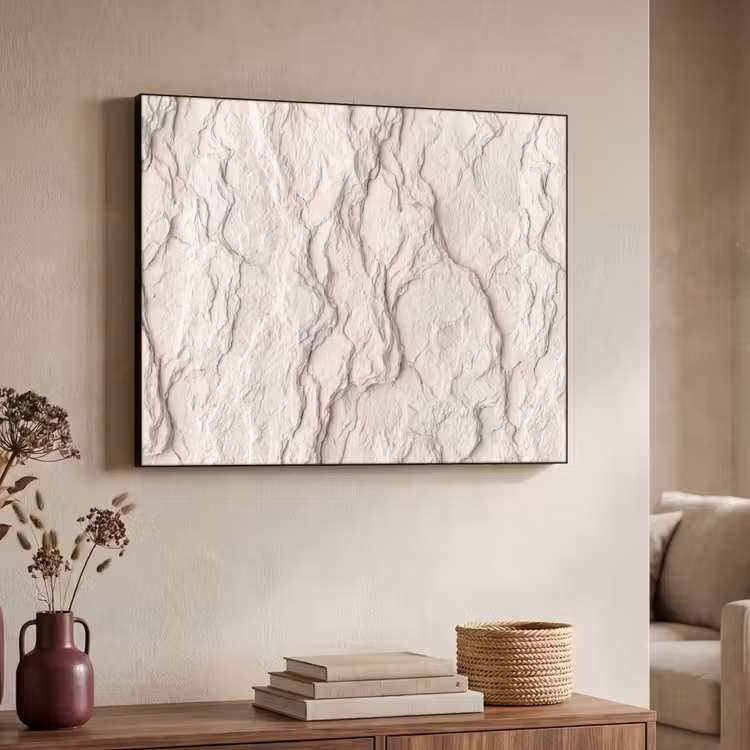 Rots - Structuur - Natuur - Beige - Abstract Textielframe zwart klein -sfeer3