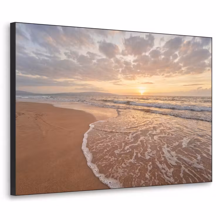 Zee - Kustlijn - Wolken - Landschap - Oranje Textielframe zwart klein -3d