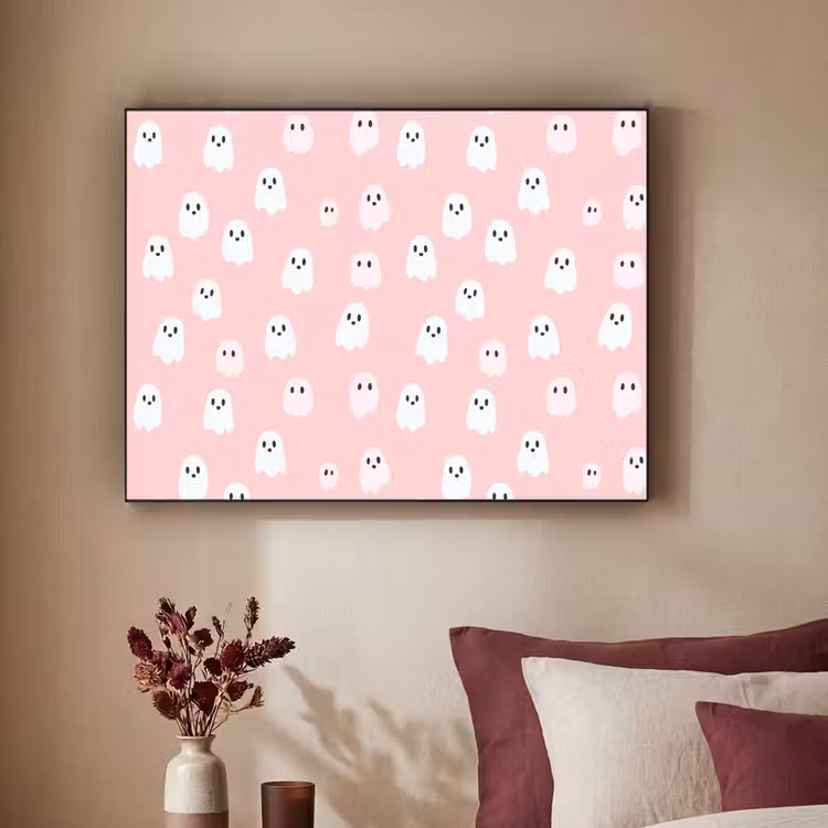 Spookjes - Patroon - Roze Textielframe zwart klein 947 -sfeer1