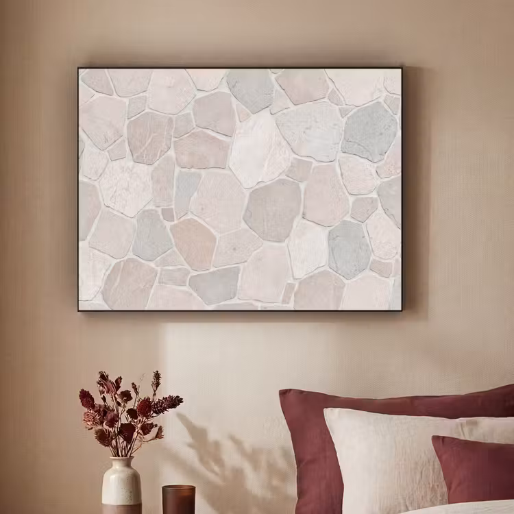 Steen - Patroon - Textuur - Beige Textielframe zwart klein -sfeer1