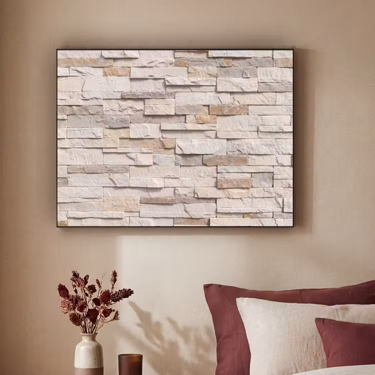 Steen - Muur - Textuur - Rustiek - Beige Textielframe zwart klein -sfeer1