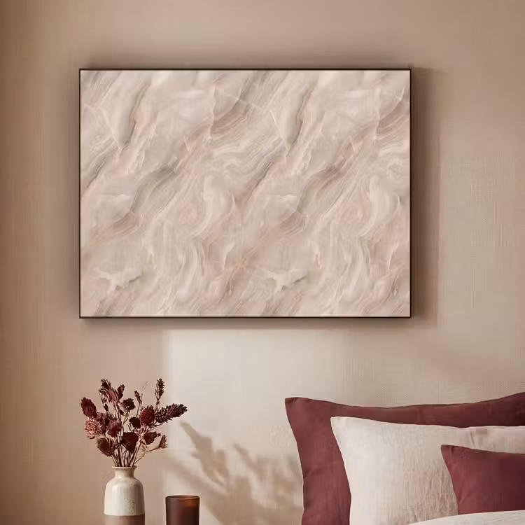 Steen - Golvend - Abstract - Beige Textielframe zwart klein -sfeer1