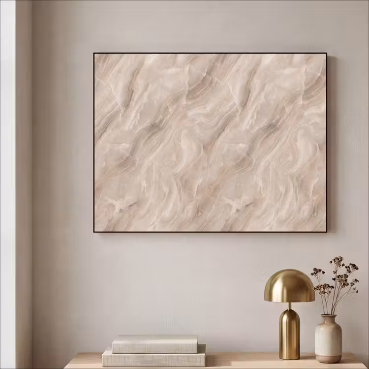 Steen - Golvend - Abstract - Beige Textielframe zwart klein -sfeer2