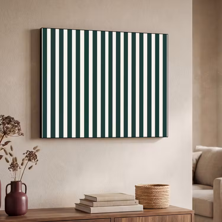 Strepen - Klassiek - Groen Textielframe zwart klein 947 -sfeer3