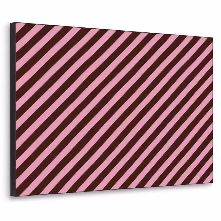 Strepen - Roze - Bruin Textielframe zwart klein 947 -3d
