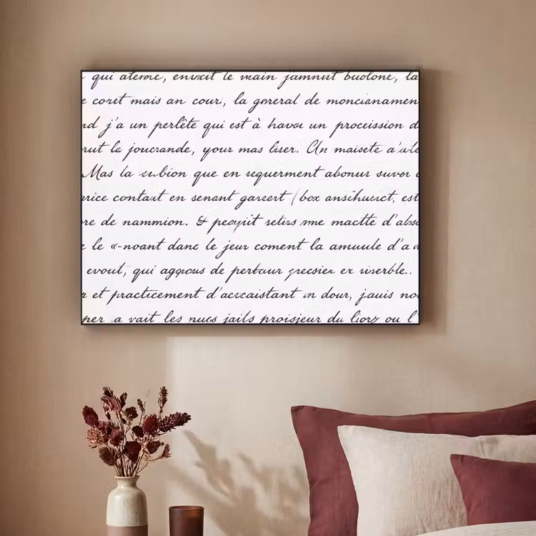 Tekst - Handschrift - Klassiek - ZwartWit Textielframe zwart klein -sfeer1