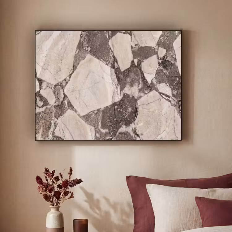 Textuur - Marmer - Abstract - Beige - Bruin Textielframe zwart klein -sfeer1