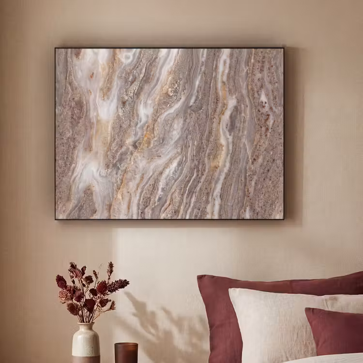 Textuur - Steen - Abstract - Beige Textielframe zwart klein -sfeer1