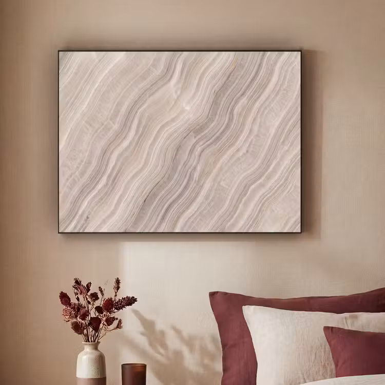 Textuur - Golvend - Abstract - Modern - Beige Textielframe zwart klein -sfeer1