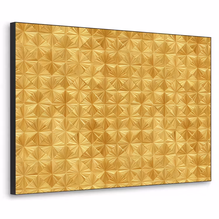 Tegels - Geometrisch - Reliëf - Goud Textielframe zwart klein 947 -3d