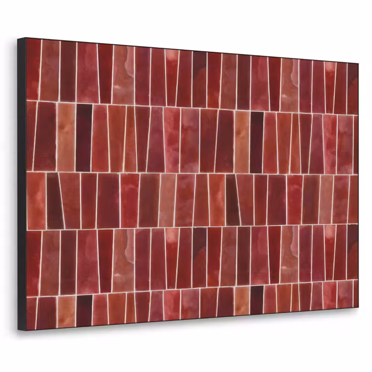 Tegels - Modern - Structuur - Dieprood Textielframe zwart klein 947 -3d