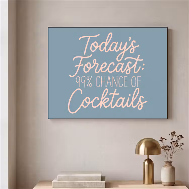 Today's Forecast - Cocktails - Blauw Textielframe zwart klein -sfeer2