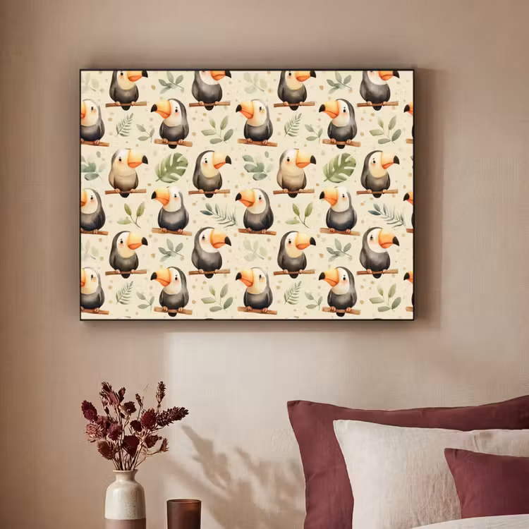 Toekans - Exotisch - Kleurrijk Textielframe zwart klein 947 -sfeer1