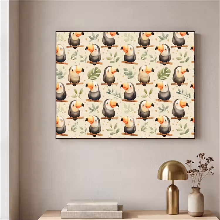 Toekans - Exotisch - Kleurrijk Textielframe zwart klein 947 -sfeer2