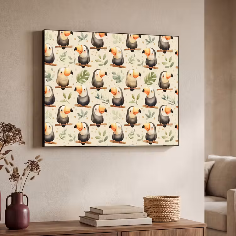 Toekans - Exotisch - Kleurrijk Textielframe zwart klein 947 -sfeer3