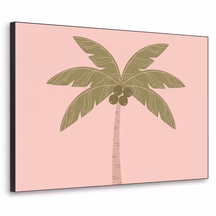 Boom - Palm - Natuur - Illustratie - Roze Textielframe zwart klein -3d