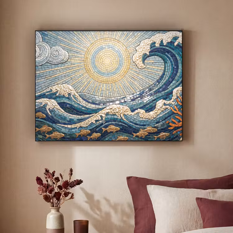 Onderwater - Koraal - Vis - Natuur - Kunst Textielframe zwart klein -sfeer1