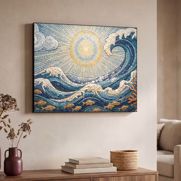 Onderwater - Koraal - Vis - Natuur - Kunst Textielframe zwart klein -sfeer3