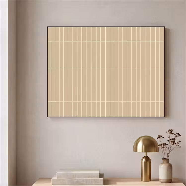 Verticaal - Wandtegel - Zand - Beige Textielframe zwart klein 947 -sfeer2