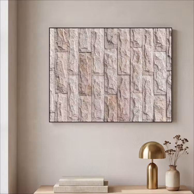 Muur - Steen - Ruw - Beige - Textuur Textielframe zwart klein -sfeer2