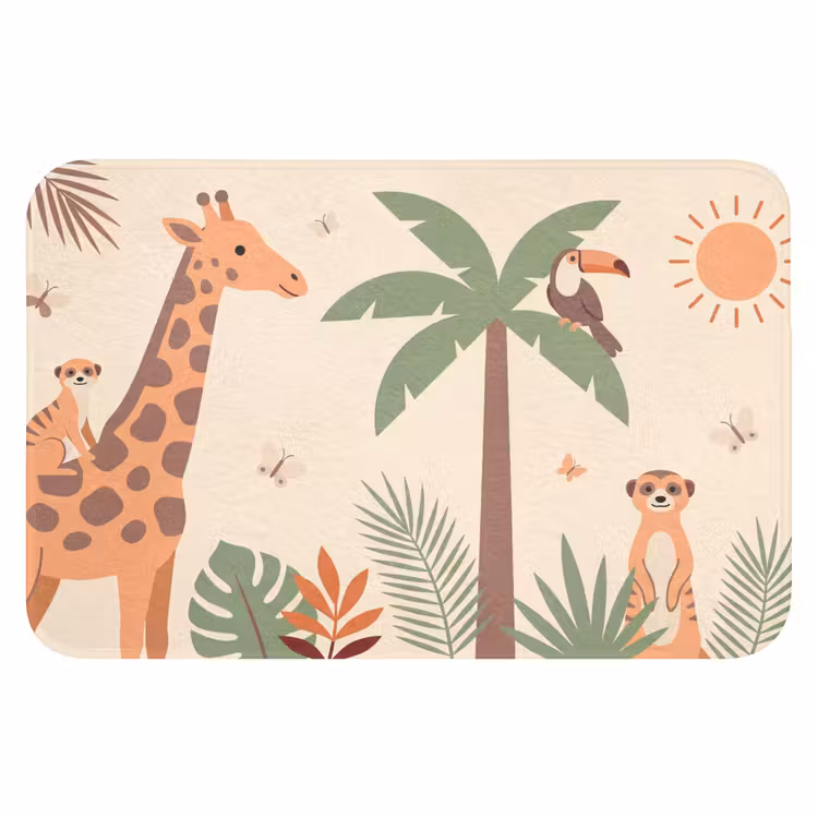 Dieren - Tropisch - Safari - Kleurrijk Badmat klein -3d