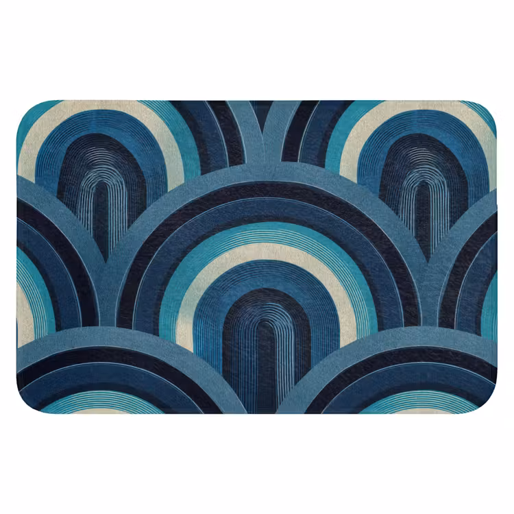 Bogen - Geometrisch - Patroon - Blauw - Retro Badmat klein 997 -3d